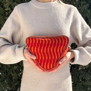 Trendy Red Ikat Crossbody Bag with Adjustable Strap | Casual Everyday Style